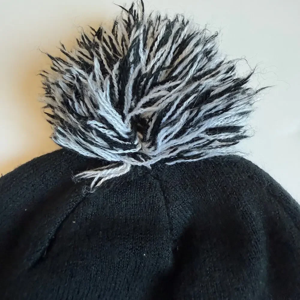Nike Youth Black White Pom Pom Winter Beanie